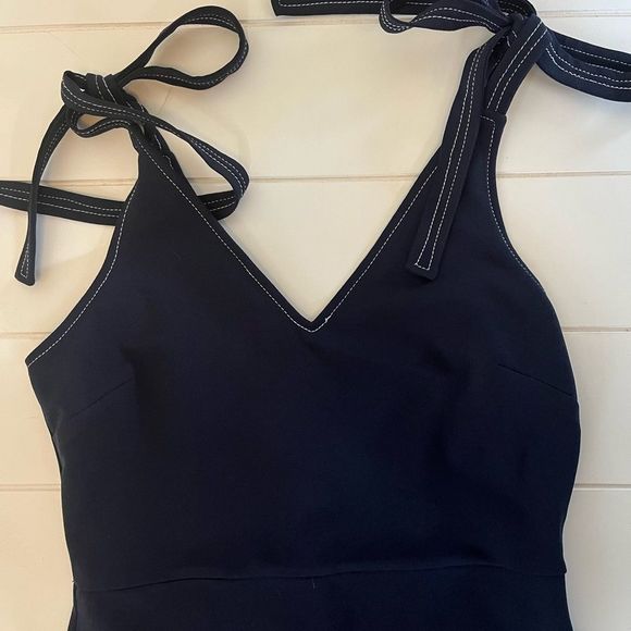 ASOS pencil dress navy and white  with tie shoulder strap size 6 - Picture 5 of 9